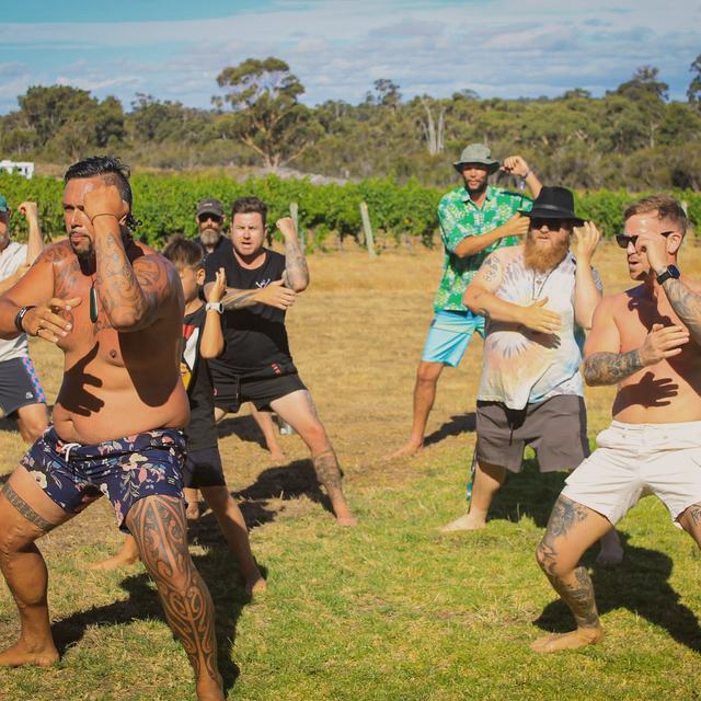 Men moving together on open ground